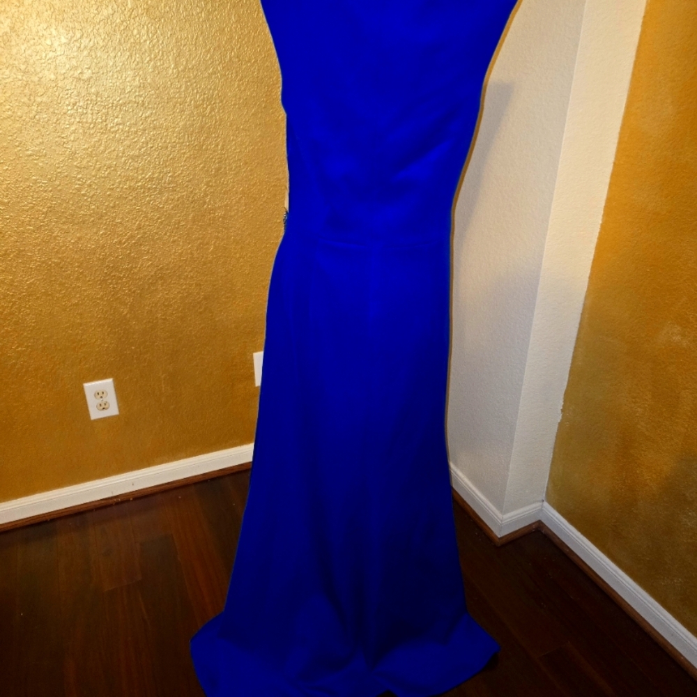 Blue Strapless Prom Gown